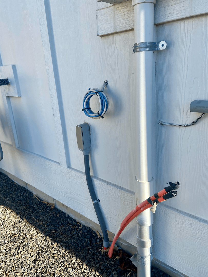 Electrical wiring and connections on wall
